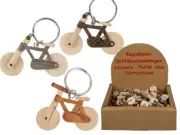 Metal Keychain Natural Wood Bicycle 3D Keyring Push Bike Key Ring Gift