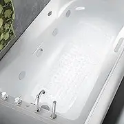 Extra Long Non Slip Bathtub Mat - 40 x 100 cm, Bath Floor Mats with Suction Cups, Machine Washable Bathroom Mats with Drain Holes, Clear
