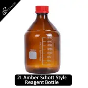 TECHNOS Amber BOROSILICATE 3.3 Glass Reagent Bottle 2L RED GL45 Cap FREE SHIP