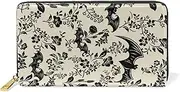 [CHPGPUG] Women's Long Wallet, Zippered Coin Purse, Leather Clutch Wallet, Goth Bat, One Size, Goth