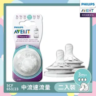 【PHILIPS AVENT】親乳感防脹氣奶嘴雙入裝 中流量 3M+ 孔三號嘴(SCF653/23)