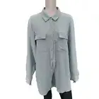 Hilary Radley Ladies Dressy Button Front Shirt X-Large Size Light Blue Top