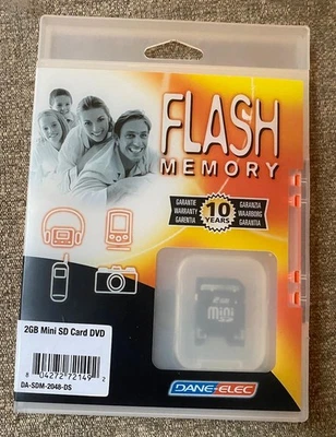 DANE-ELEC Factory Sealed 2 GB MINI SD CARD DVD Flash Memory NEW ~ FREE SHIP!