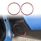 Red Carbon Fiber Front Door Audio Speaker Frame Ring For Fiat Panda 2003-2011