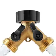 Brass Garden Hose Splitter 2 way Heavy Duty Y Splitter 2 Valves