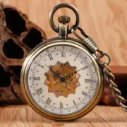 Steampunk Men's Pocket Watch Hand Winding Mechanical Pendant Chain Roman Number