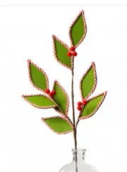 29" Felt Holly Leaves Spray: Green - Red - White NEW (Case of 8)