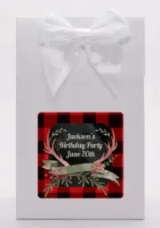 Lumberjack Buffalo Plaid - Personalized Birthday Party Goodie Bag - Set of 12