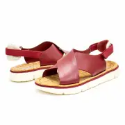 Women Camper Oruga Leather Criss Cross Slingback Sandals - Red