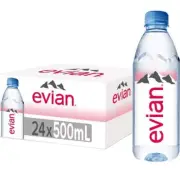 NEW Evian Natural Mineral Water 500ml Bottles Box 24 Bulk