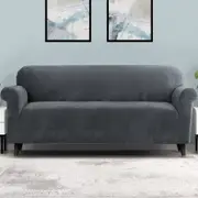 4 Seater Artiss Sofa Cover Couch Covers Velvet Grey