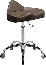 Saddle Stool with Wheels - Ergonomic Rolling Chair, Adjustable Hydraulic Saddle Stool for Office and Makeup Studios Use