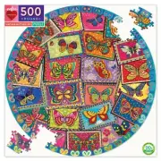 eeBoo 500 Pc Round Puzzle – Vintage Butterflies Family Puzzle 03892