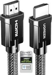 UGREEN 8K@60Hz Certified HDMI 2.1 Cable 3M 4K 240Hz 48Gbps High-Speed Zinc Alloy Braided Cord Support HDCP 2.3 Dynamic HDR Dolby Vision eARC Compatible with PS5/4 Xbox One Switch TV Roku