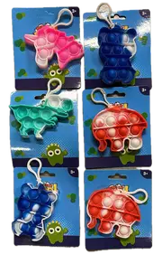 Push Bubble Pop It Fidget Keyring Squeeze Toy Sensory Silicone Stress Reliever