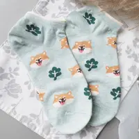 在飛比找ETMall東森購物網優惠-柴犬shiba可愛小狗頭像綠葉襪子