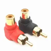 RCA Audio Speaker Right Angle Male to Female Jack Adapters Black and Red x 2PCS