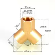 Brass Tee Pipe Fitting, 3/8" x 3/8" x 3/8" NPT 3 Way Y-Connector, 1pcs