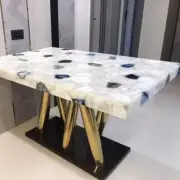 36"x24" Elegant White Quartz Center Top Hallway Slab Agate Dining Table New Home