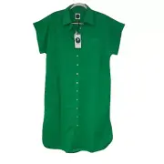 NAVYBLEU Women’s Blake Long Utility Dress Coastal Chic Boho Sz L Kelly Green NWT