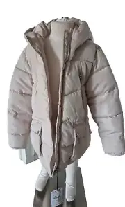 Zara Girls Hooded Coat Beige Size 8 RRP $52.95