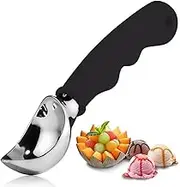 Ice Cream Scoop Non-Slip Rubber Grip, KXF Stainless Steel Ice Cream Spoon Melon Baller, Dishwasher Safe