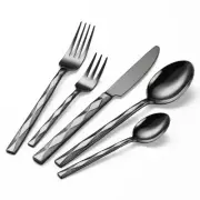 Black Silverware Set, Luxury 30-Piece Flatware Set for 6, Cutlery Set Stainle...