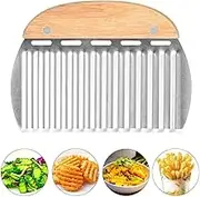 Rpanle Crinkle Cutter for Veggies Stainless Steel Potato Carrot Chip Vegetable Crinkle Wavy Chopper Cutter French Fry Slicer