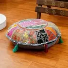 Halloween Khambadiya Patchwork 16 X 16 Round Floor Seating Cushion Cover Pillow