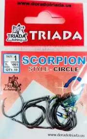 4 pcks of Size 1 circle hooks Triada Scorpion