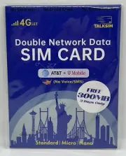 Prepaid 4G LTE Cellular SIM Card Support AT&T, T-Mobile Network - USA Data Only