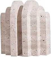 Bookends Decorative Unique 1 Pair Beige Decorative Stone Bookends Unique Decorative Book Ends Geometric Stereoscopic Heavy Duty Bookends for Office Decor Office Decor