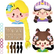 Girls Busy Book Braiding Toys,Teaching Material Princess Braid Busy Book | Motor Skill Braiding Toy Handmade Felt Sorting Toys for Kids