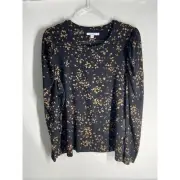 Chico's Touch of Cool Confetti Ruched Long Sleeve Tee Blouse Size 3 US XL NEW