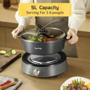 Food Party Hot Pot Electric Separable Shabu Shabu Pot with Divider Hotpot Pot Electric Cooker Dual