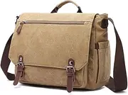 [iCozzier] Laptop Messenger Bag 15.6 inch Canvas Cross-Body Shoulder Bag