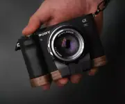 Ebony Walnut Wood Camera Grip Fr SONY Alpha A7C Handmade Handle Baseplate Holder