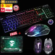 T6 Colorful Wired Gaming Keyboard and 2400DPI LED Gaming Mouse Combo Mouse Pad
