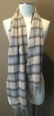 New 68”x10” Johnstons Tartan Plaid Cashmere & Lambswool Scarf W Fringe Unisex