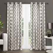 Exclusive Home Modo Metallic Geometric Grommet 54"W x 84"L (Pack of 2) Natural