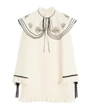 Valentino Oversized-Collar Ruffled Mini Dress IT40,IT44,IT42,IT38,IT48 White