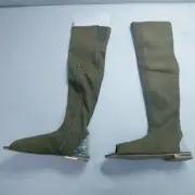 Bamboo Cure Women's Size 5.5 Open-Toe Thigh-High Olive Flat Faux-Suede Boots