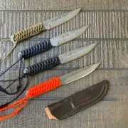 Full Tang Outdoor Forged Knife Paracord Handle w/Leather Sheath Tosa Japan