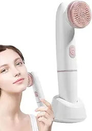 Face Cleansing Brush,Electric Vibration Cleaning Brush - Ultrasonic Face Massager Waterproof, Rechargeable Skin Care Tools with 2 Heads for Men Women