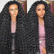 Perselene Deep Wave Lace Front Wig Human Hair 13x4 Deep Curly Front Hair Wet and Wavy HD Pre Drawn with Baby Hair for Women