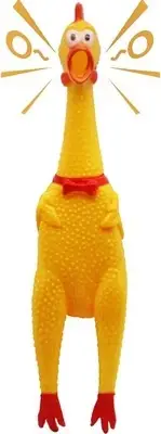 Squawking Chicken Dog Toy - Large 16" - Yellow Rubber Squeaky