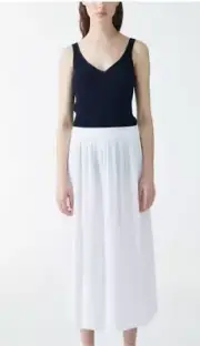COS White Pleated Midi Skirt Size 14 New+Tags RRP $135