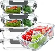 Glass Food Storage Containers 5 Pack,Three Models Glass Meal Prep Containers with Snap Lock Leakproof Lids,Lunch Box for Microwave,Freezer,Oven and Dishwasher