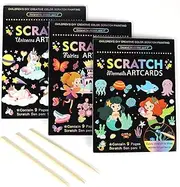 Xijuer 3 Set Magic Scratch Paper Art, Colorful Magic Drawing Art Book with 3 Scratch Pen for Birthday Halloween Christmas Party Games Projects Kits
