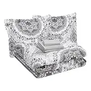 Amazon Basics 7-Piece Lightweight Microfiber Bed-in-a-Bag Comforter Bedding Set - King, Gray Medallion